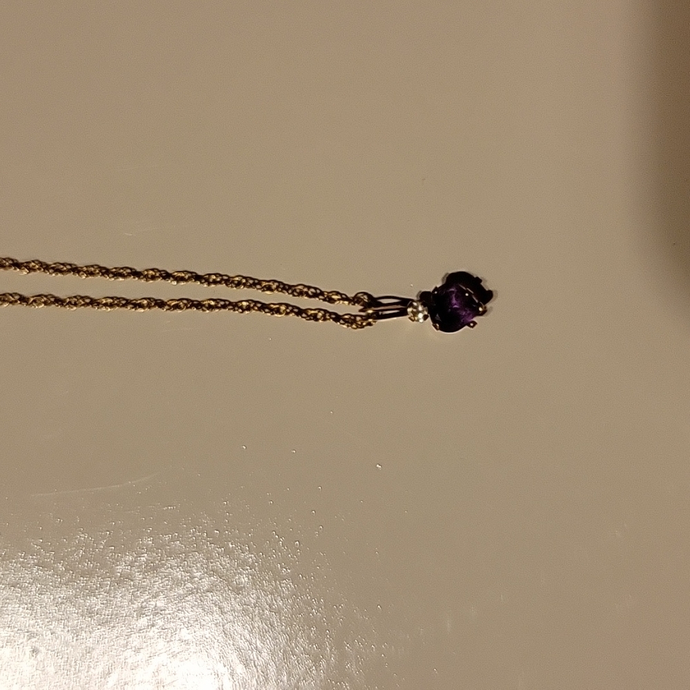 Gold, Amathyst heart necklace
